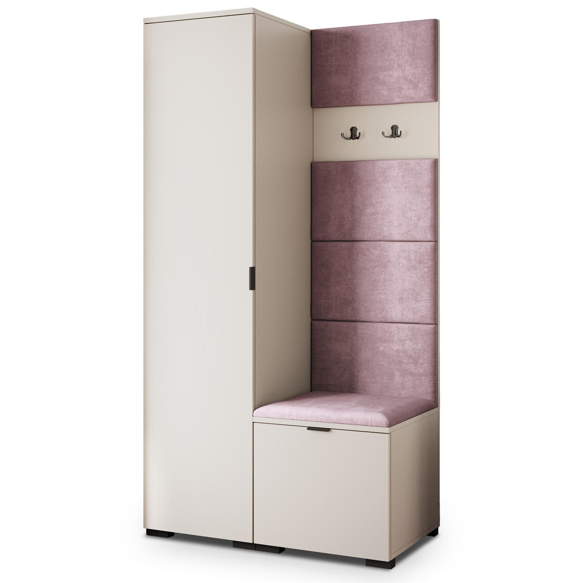 GARDEROBENSCHRANK LORI 95/181/51 cm Modern Garderobe-Set Kaschmir - Kaschmir/Lila, Holzwerkstoff (95/181/51cm) - MASSENO