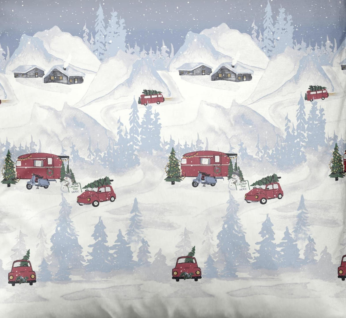 BETTWÄSCHE Biber 135x200 Winterlandschaft Muster Warmer Flanell Winter Bettbezug Kuschelig - Blau, Naturmaterialien/Textil (135/200cm) - Carpe Sonno