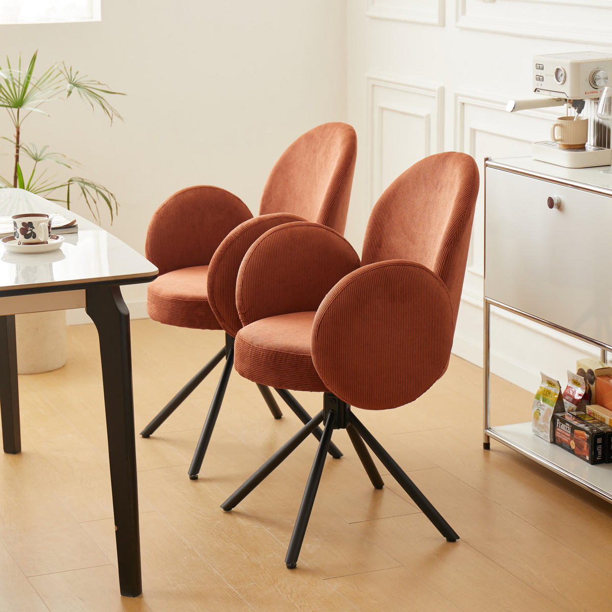 STUHL 2er-Set Kord Terracotta - Rot, Holz (65/89/60cm) - Nordlys