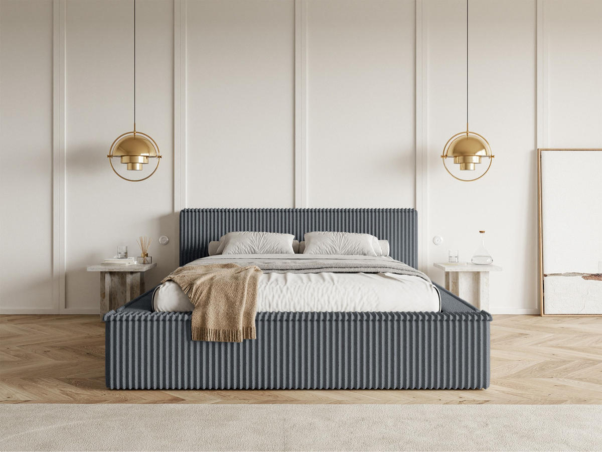 POLSTERBETT AFFOLIO Grau 180x200 cm - Schwarz/Grau, Holz/Textil (180/200cm) - Selsey
