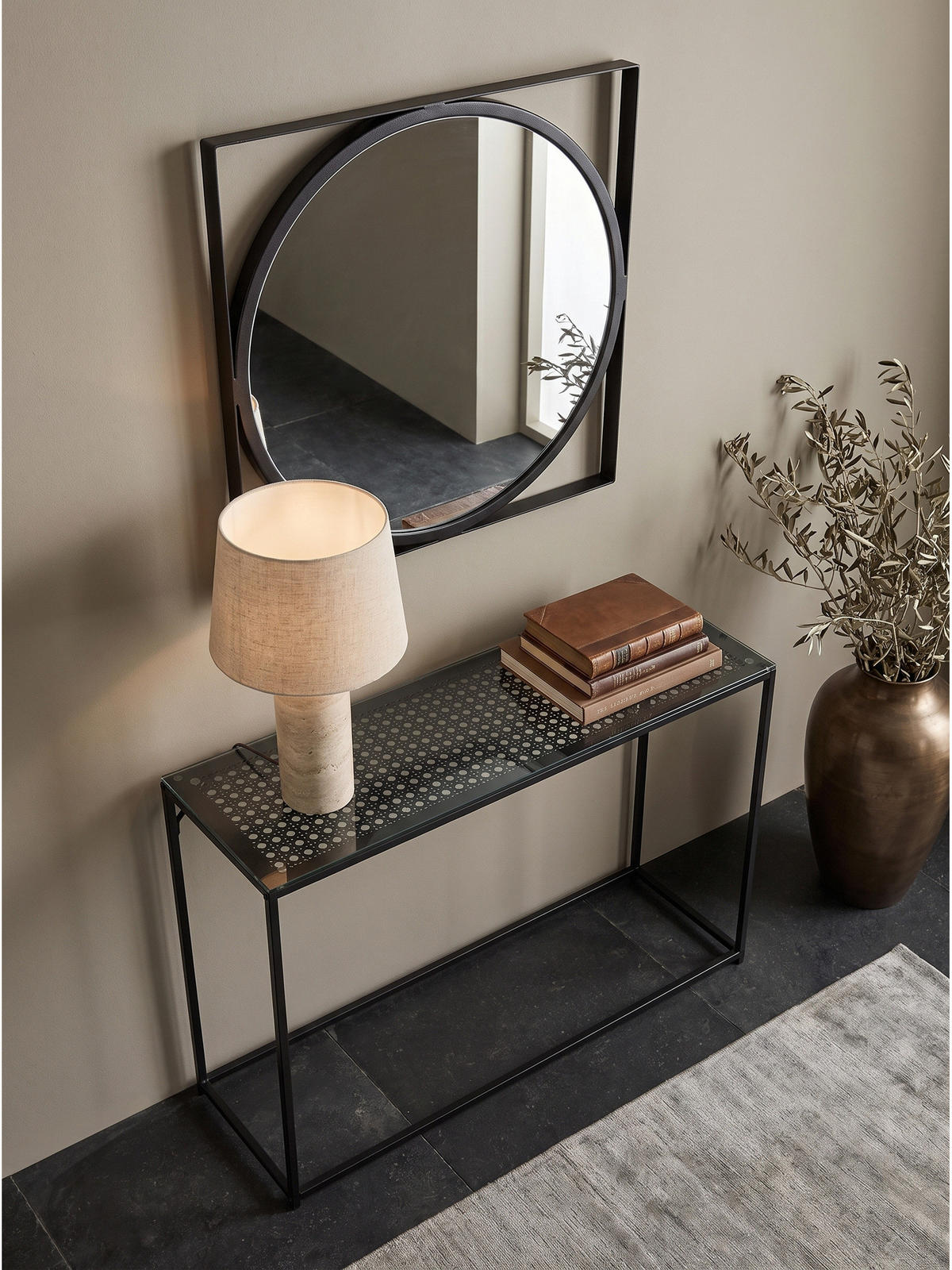 WANDSPIEGEL Rund Metall Schwarz 54x54 cm Quadratischer Rahmen - Schwarz, Glas (54/54/3cm) - KADIMA DESIGN