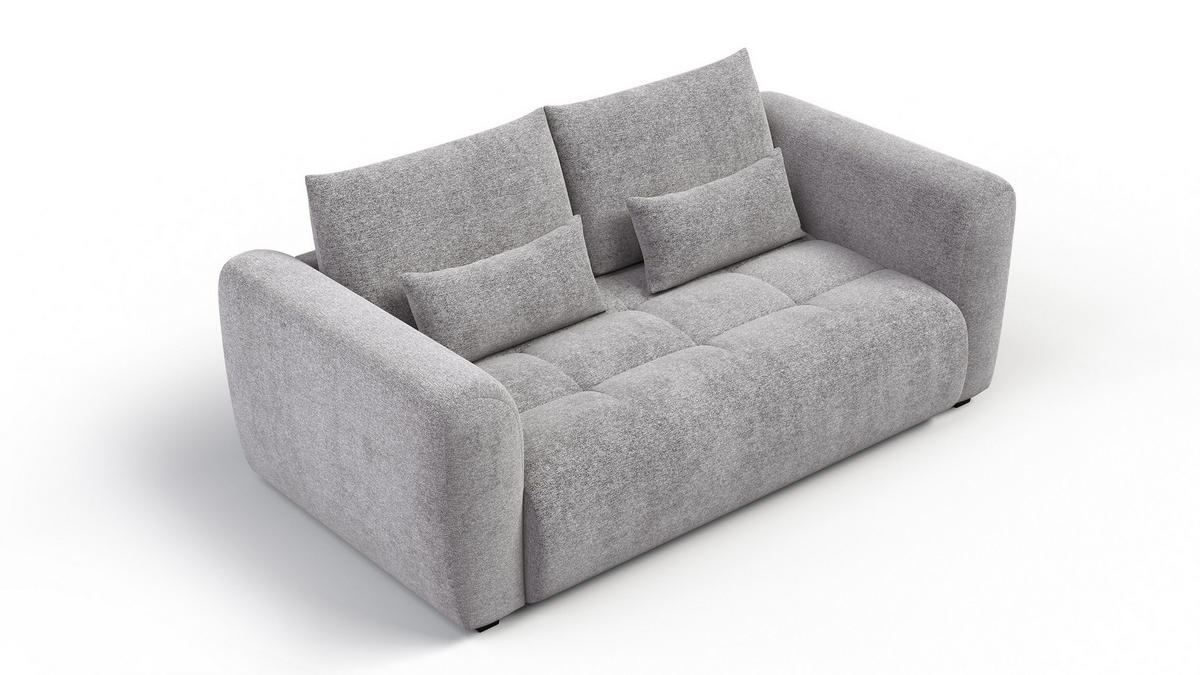 SOFA SORENO 3-Sitzer, platingrau - Schwarz/Grau, Holz/Textil (214/94/114cm) - Courtois Laville