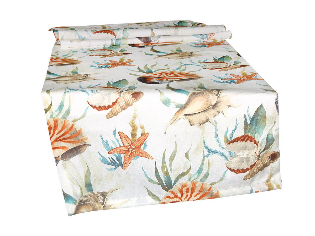 TISCHLÄUFER Meeresjuwel ivory 150/40 cm - Multicolor/Weiß, Naturmaterialien (40/150cm) - beties Heimtextil
