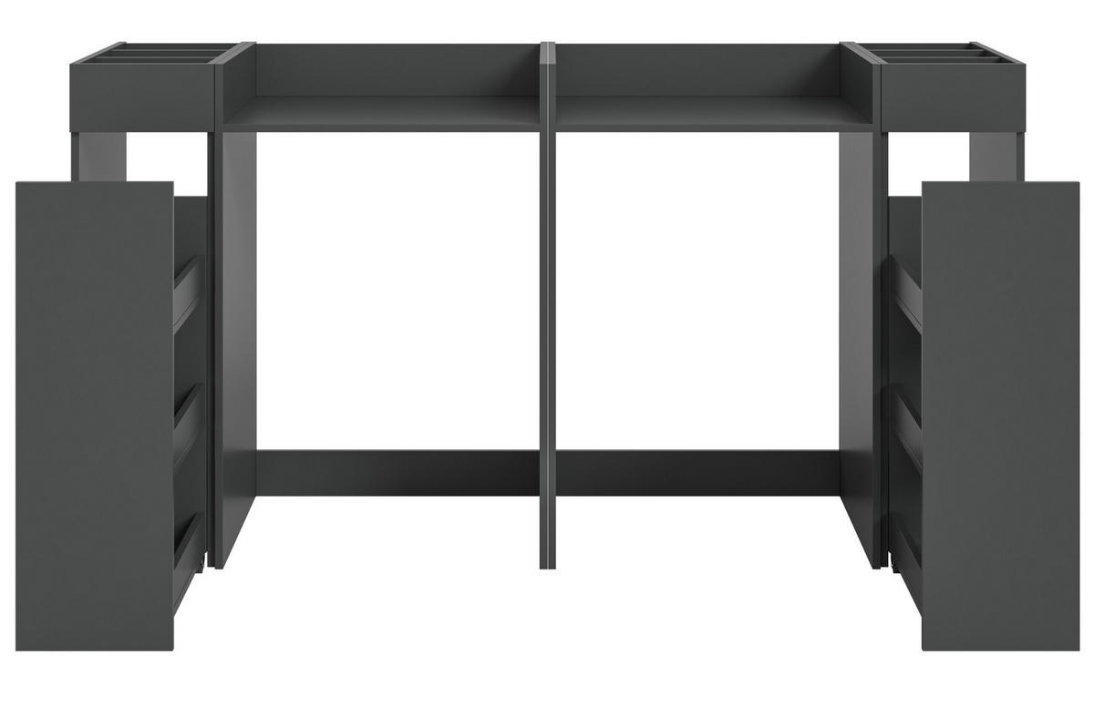 WASCHMASCHINENUMBAU Set grau 4-teilig, 2 x Überbauschrank und 2 x Anstellregal - Schwarz/Grau, Holzwerkstoff/Metall (190/101/60cm) - Inn.Furn