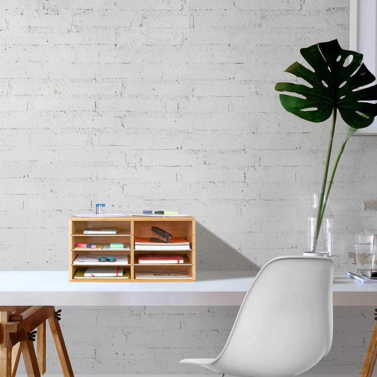 UKLADANIE dokumentov - svetlohnedá, drevo/kompozitné drevo (49/25/31cm) - Relaxdays