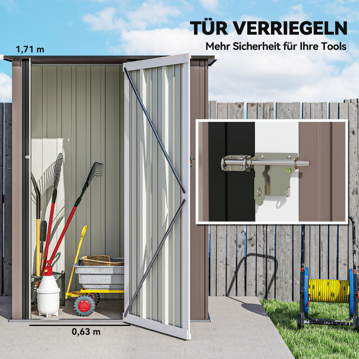 GARTENHAUS Braun 142.0/86.0/189.0cm - Braun, Metall (86/189/142cm)