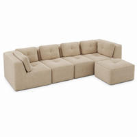 ECKSOFA modular mit tiefer Sitzfläche 74 cm Cord Beige - Beige, Kunststoff (177/386.1cm) - Meubliv