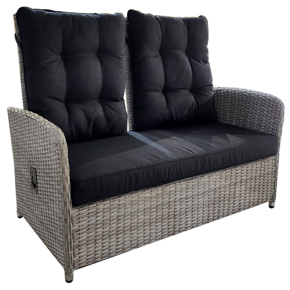 LOUNGE SET 4-tlg. Dayton, Rattan, Grau - Anthrazit/Grau, Kunststoff - dasmöbelwerk