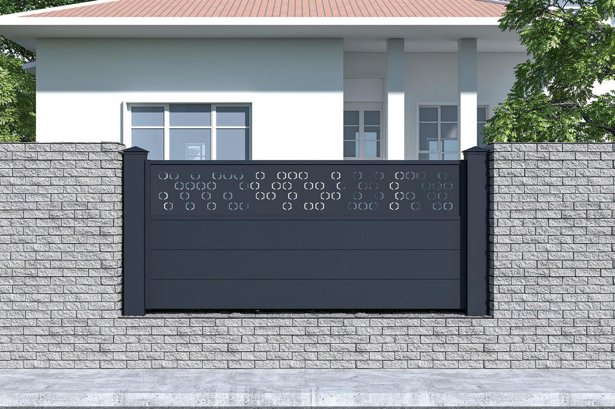 VORGARTENZAUN Adula grau 1,9m H.90cm aluminium - Grau, Metall (189/89cm) - Casanoov