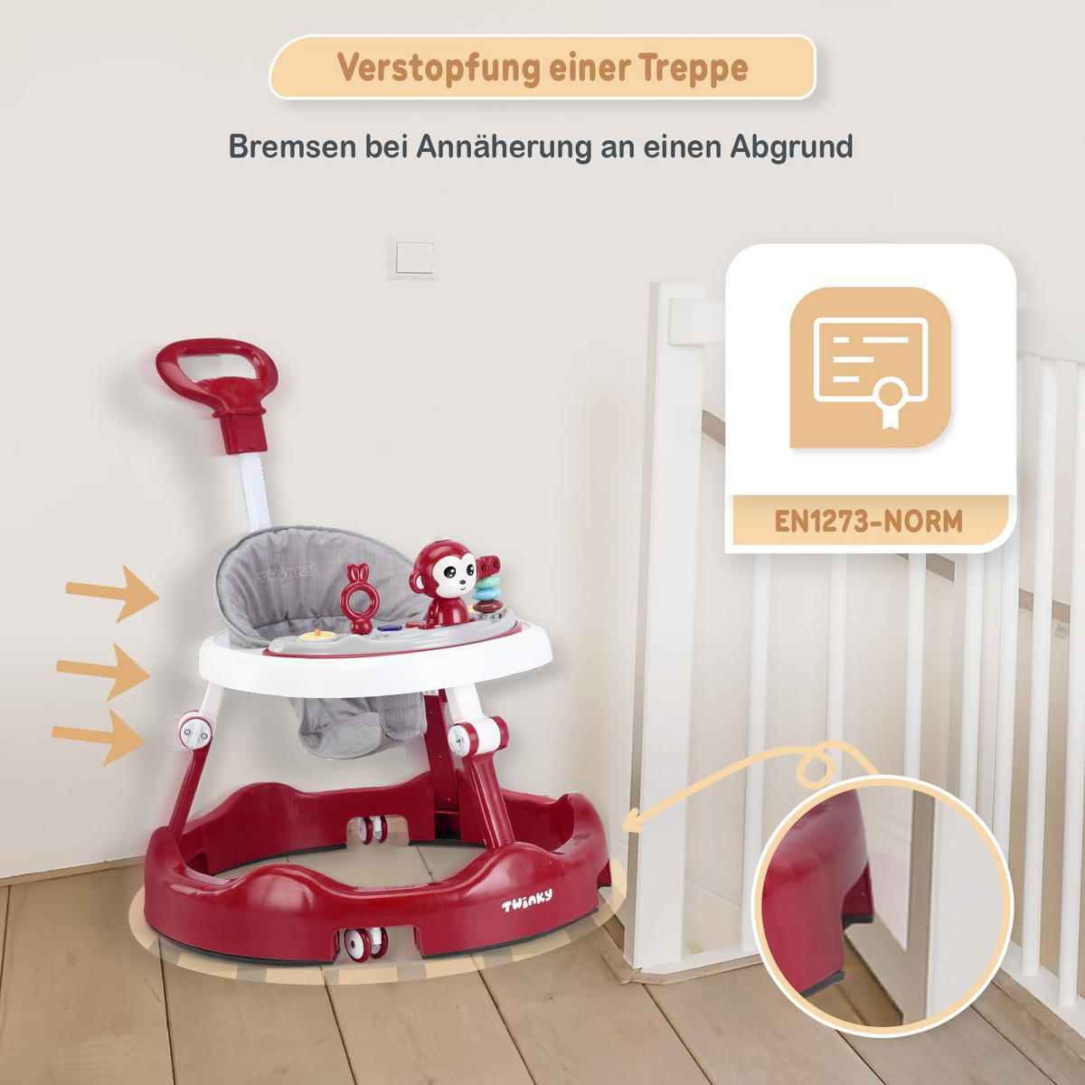 LAUFLERNWAGEN mit Spielset & Bodenmatte Rot - Rot, Kunststoff (70/70cm) - Twinky