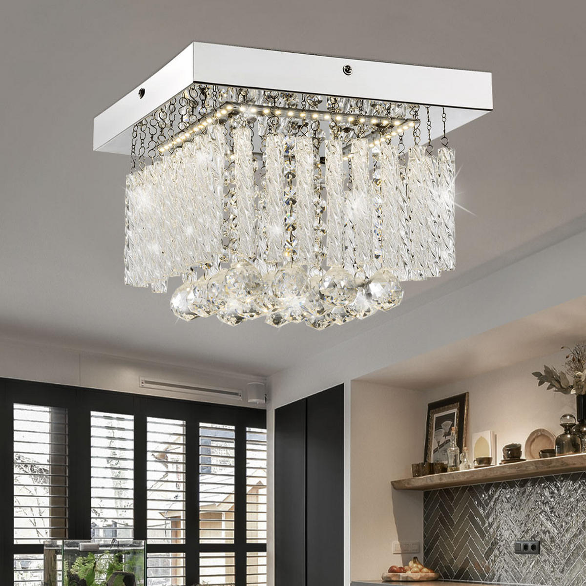 LED DECKENLEUCHTE MATHILDA Silber Chrom - Silberfarben, Glas (25/25/15cm)