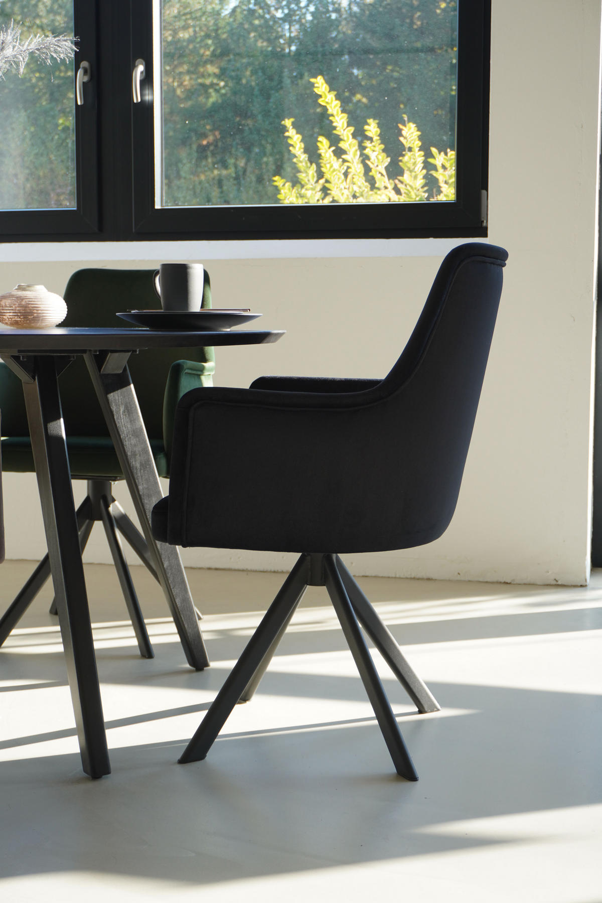 ARMLEHNENSTUHL Sello schwarz mit S-Fuß drehbar - Schwarz, Textil/Metall (55/90/58cm) - INKA furniture