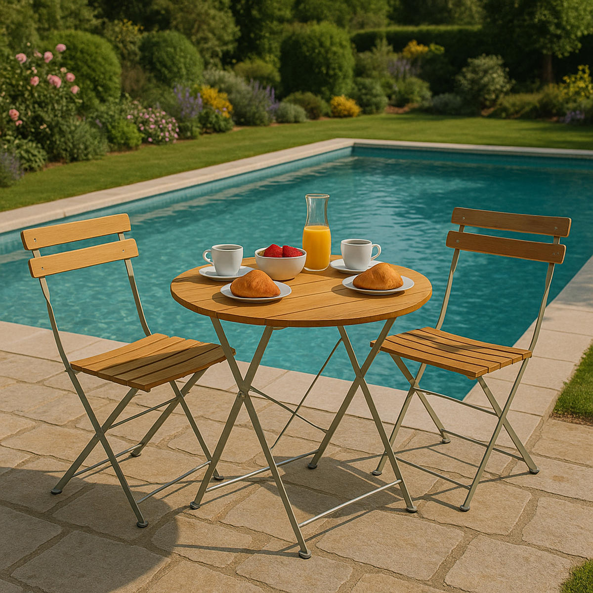 KLAPPTISCH Bad Belzig aus Robinienholz 77 cm rund, Stahlgestell Verzinkt - Braun, Holz (77/77/72cm) - TPFGarden