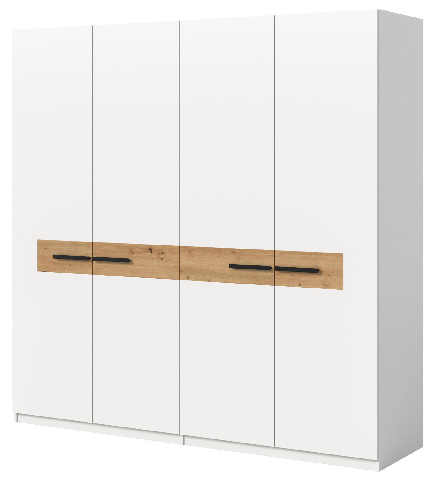 KLEIDERSCHRANK weiß, Artisan Eiche 200 x 201 cm, Drehtürenschrank 4-türig - Schwarz/Weiß, Holzwerkstoff/Kunststoff (200/201/55cm) - Inn.Furn