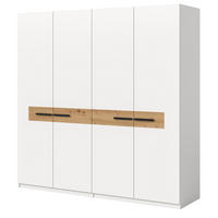 KLEIDERSCHRANK weiß, Artisan Eiche 200 x 201 cm, Drehtürenschrank 4-türig - Schwarz/Weiß, Holzwerkstoff/Kunststoff (200/201/55cm) - Inn.Furn