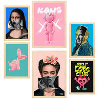 POSTER Set Mit 6 Iconica Frida Van Goght Monna Lisa Pop Art A3 & A4 Rahmen Aus Hellem Holz - Beige, Papier (29/3cm) - Nacnic