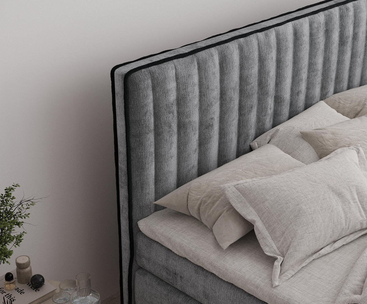 BOXSPRINGBETT Nocturne Grau 180/200 cm - Schwarz/Grau, Holz/Holzwerkstoff (180/200cm) - Maison de Reve