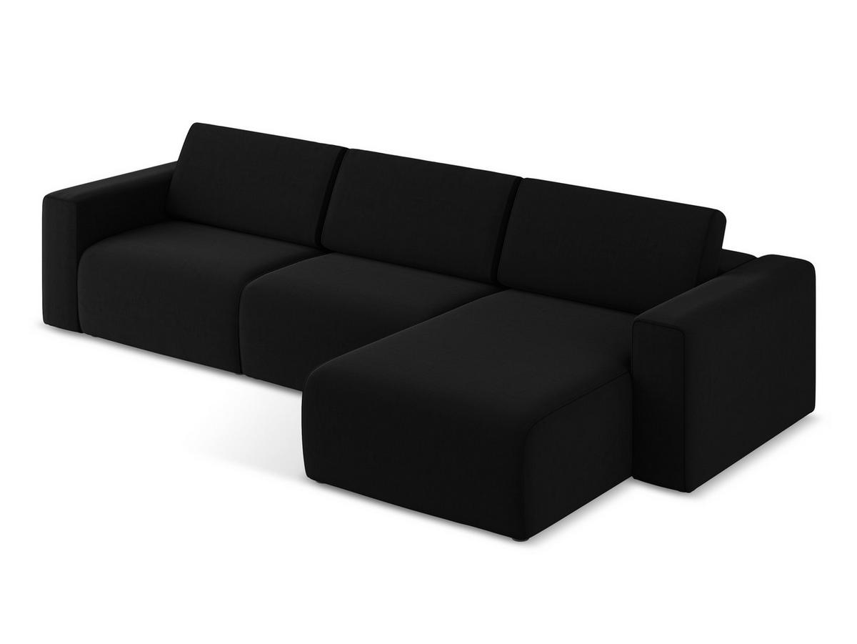 ECKSOFA Rechts Samt Stoff Schwarz - Schwarz/Grau, Kunststoff/Textil (314/167cm) - Makamii