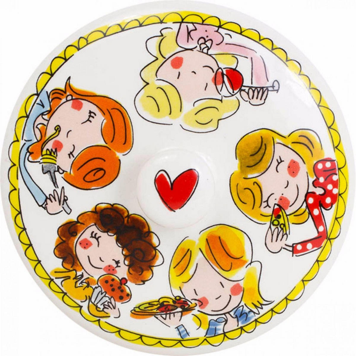 VORRATSDOSE Roter Rand in Bunt - 22,5cm - Multicolor, Keramik (16/22/16cm) - Blond Amsterdam