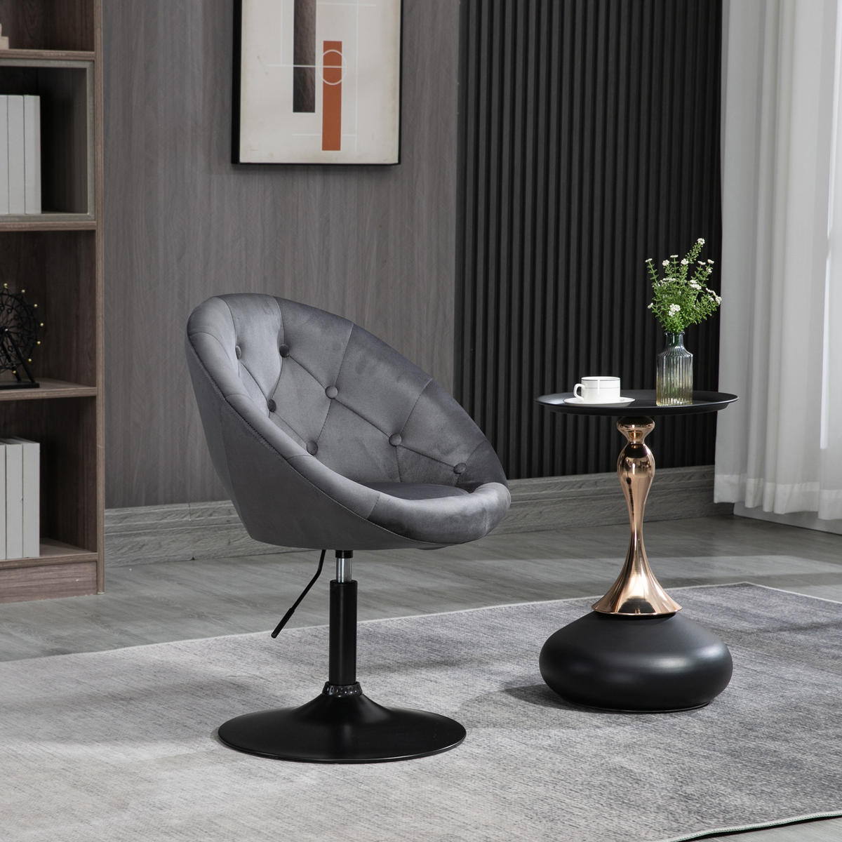 COCKTAILSESSEL HAVANNA Samt Grau - Dunkelgrau/Silberfarben, Textil (62/88/58cm) - SVITA