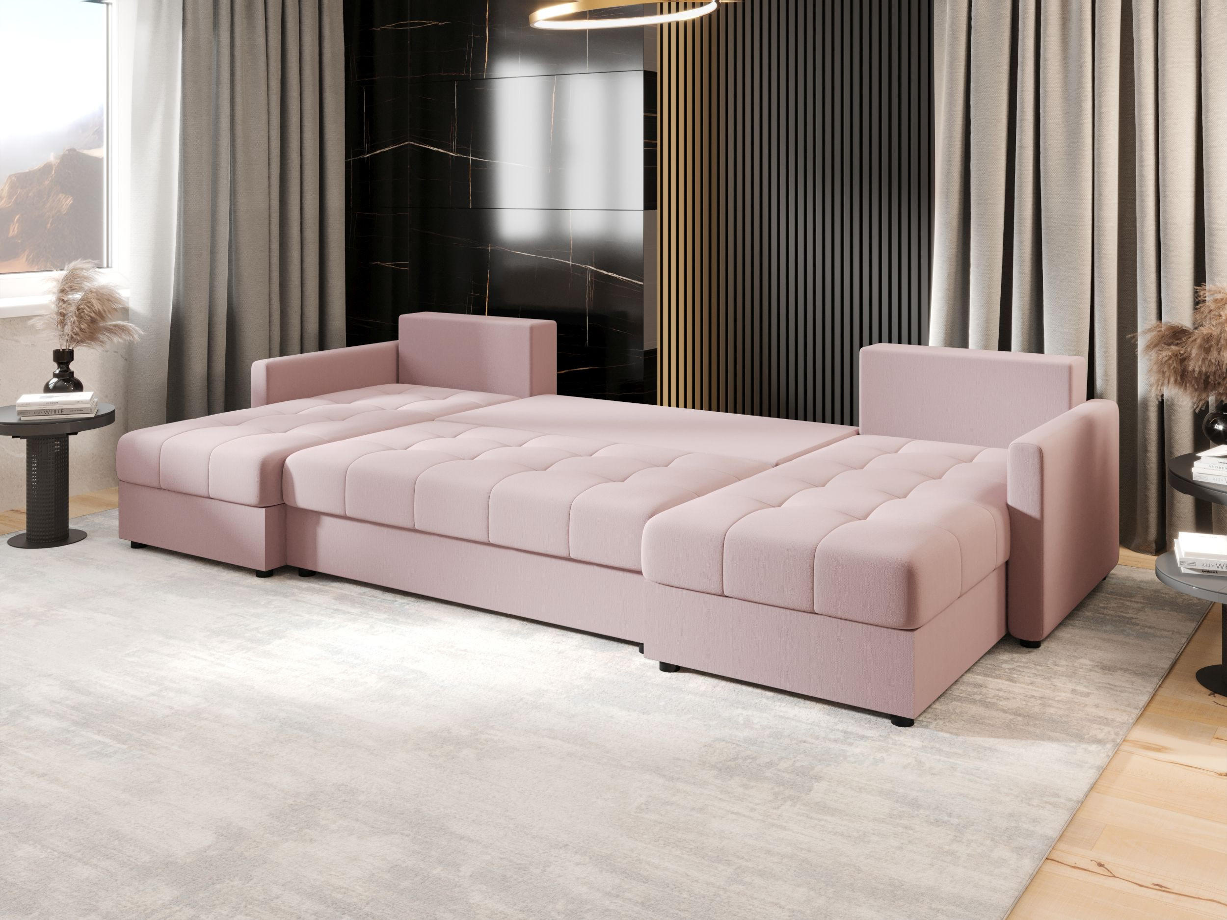 ECKSOFA MOS U BIS Cosmic 14 mit Schlaffunktion - Rosa, Textil (285/85/140cm) - Bedante