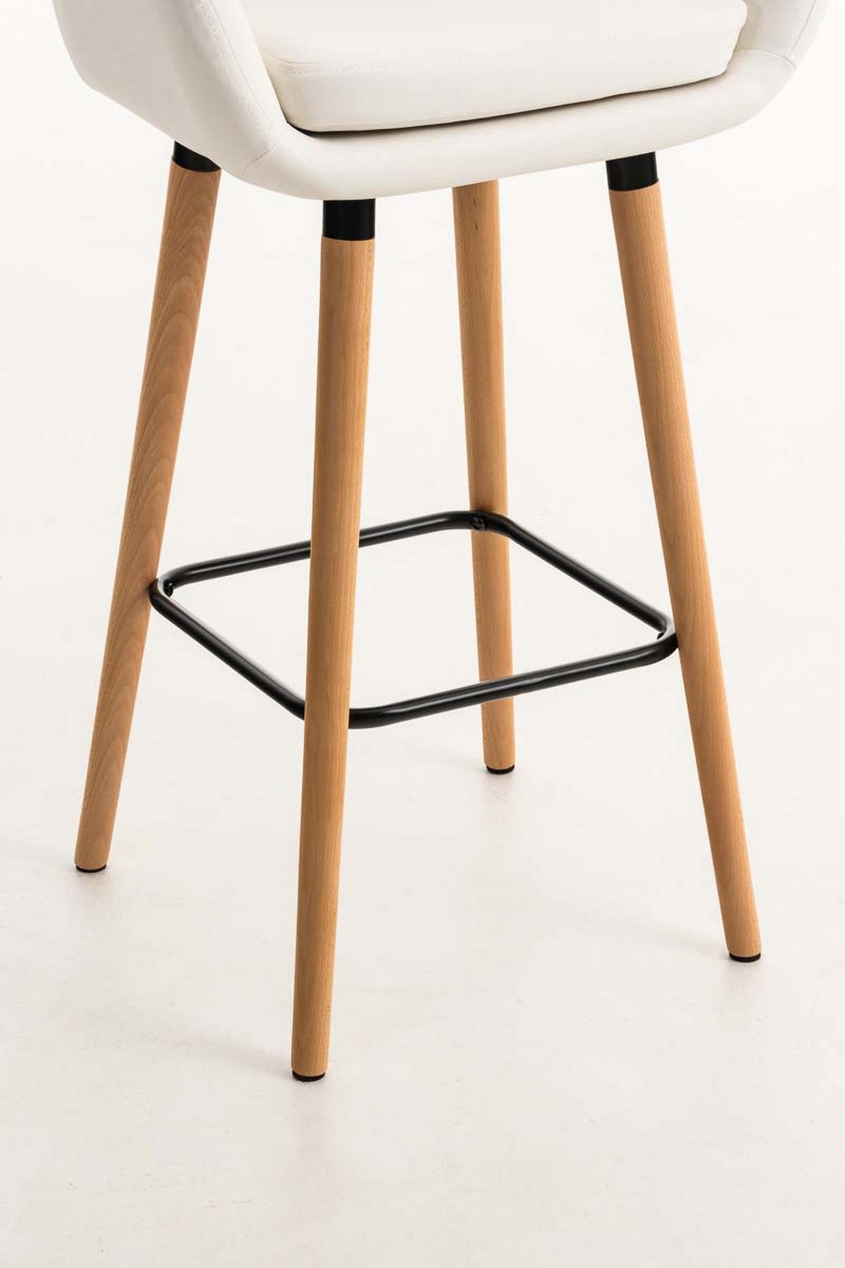BARHOCKER Grande, Gestell Holz, Kunstleder Weiß - Weiß/Braun, Holz/Kunststoff (55/99/46cm) - TPFLiving