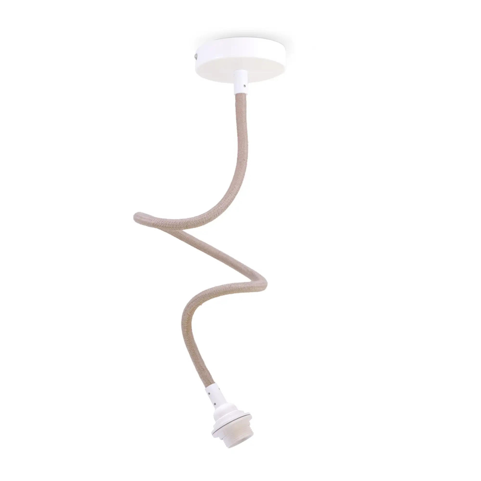 PENDELLEUCHTE TWIST 1 Flammig - Beige, Naturmaterialien (90/12/90cm) - HOOPZI