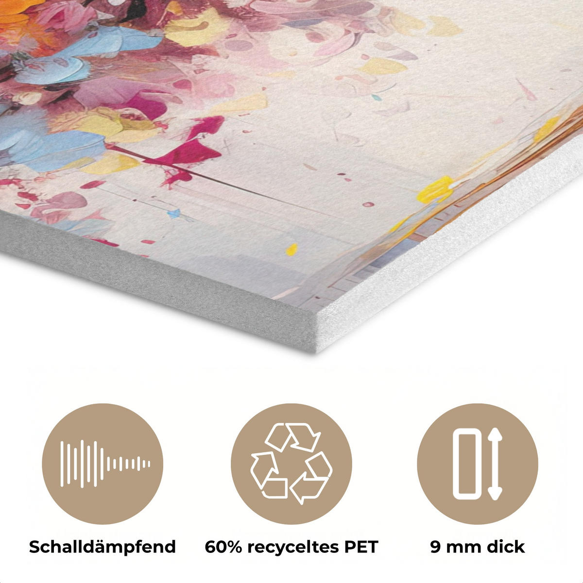 AKUSTIKPANEEL Aquarell - Baum - Kunst - Abstrakt 90x90 cm - Multicolor, Textil (90/0.9/90cm) - MuchoWow