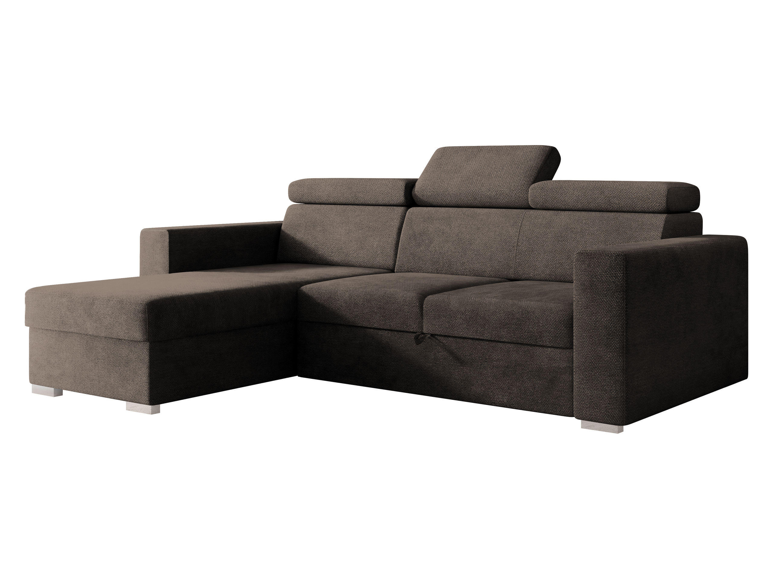 ECKSCHLAFSOFA Pedro 2rLC - Silberfarben/Braun, Holz/Kunststoff (235/170cm) - MIRJAN24