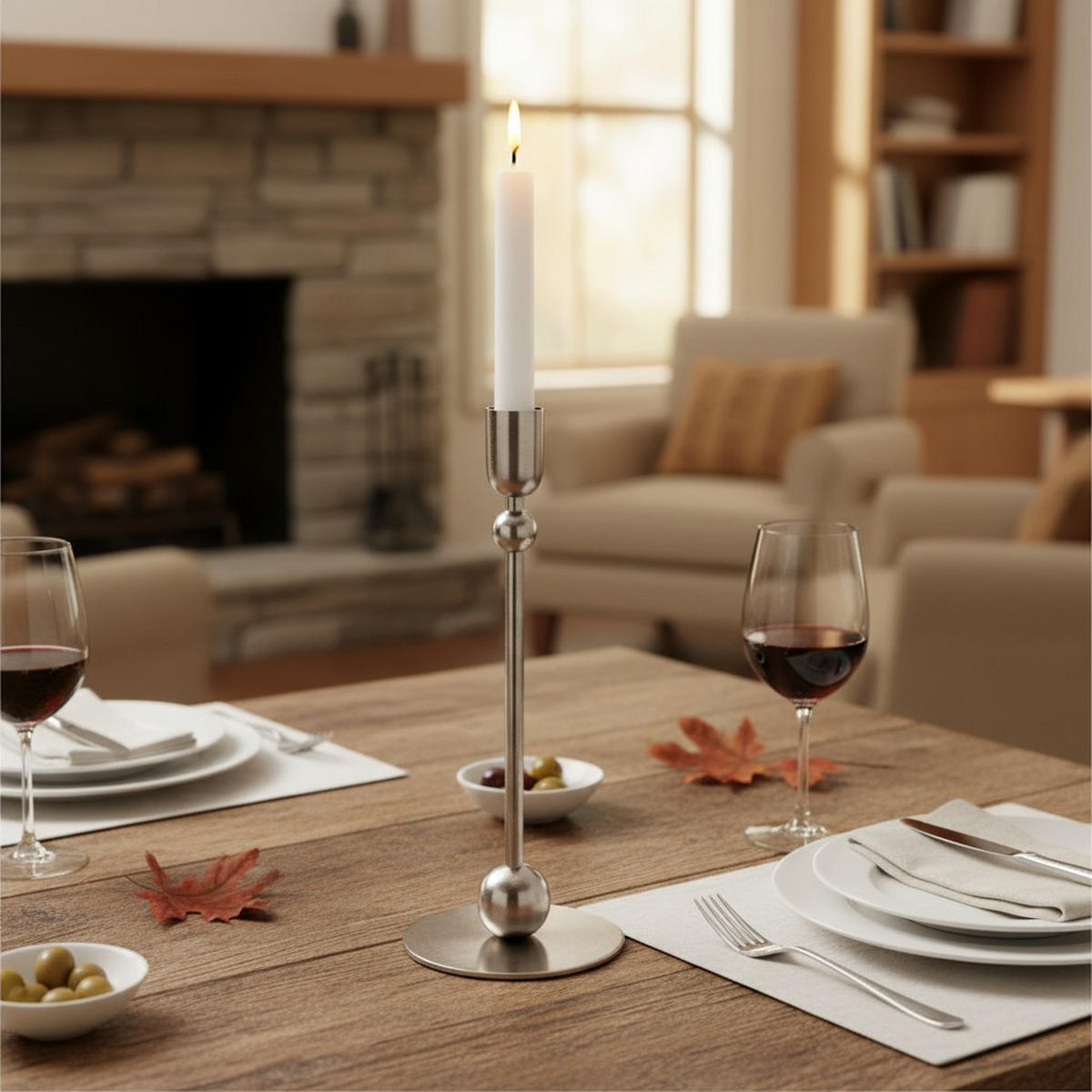 KERZENHALTER Metall 23 cm - Silberfarben, Metall (9.5/23/9.5cm) - Home Styling Collection