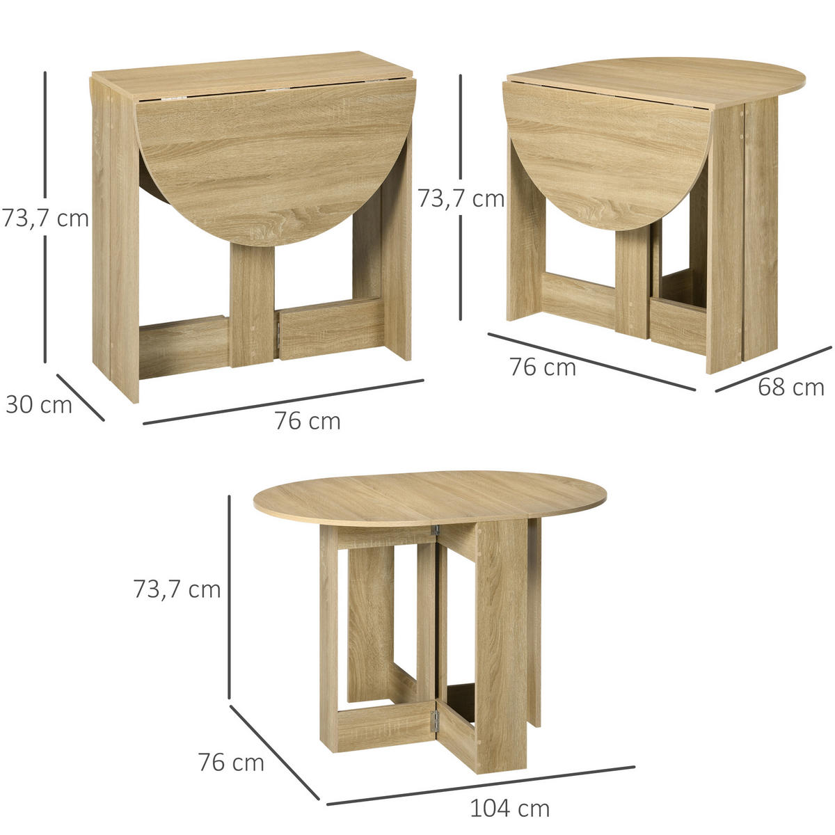 ESSTISCH Eiche 1 Stück - Beige, Kunststoff (104/76/73.7cm) - GiPP