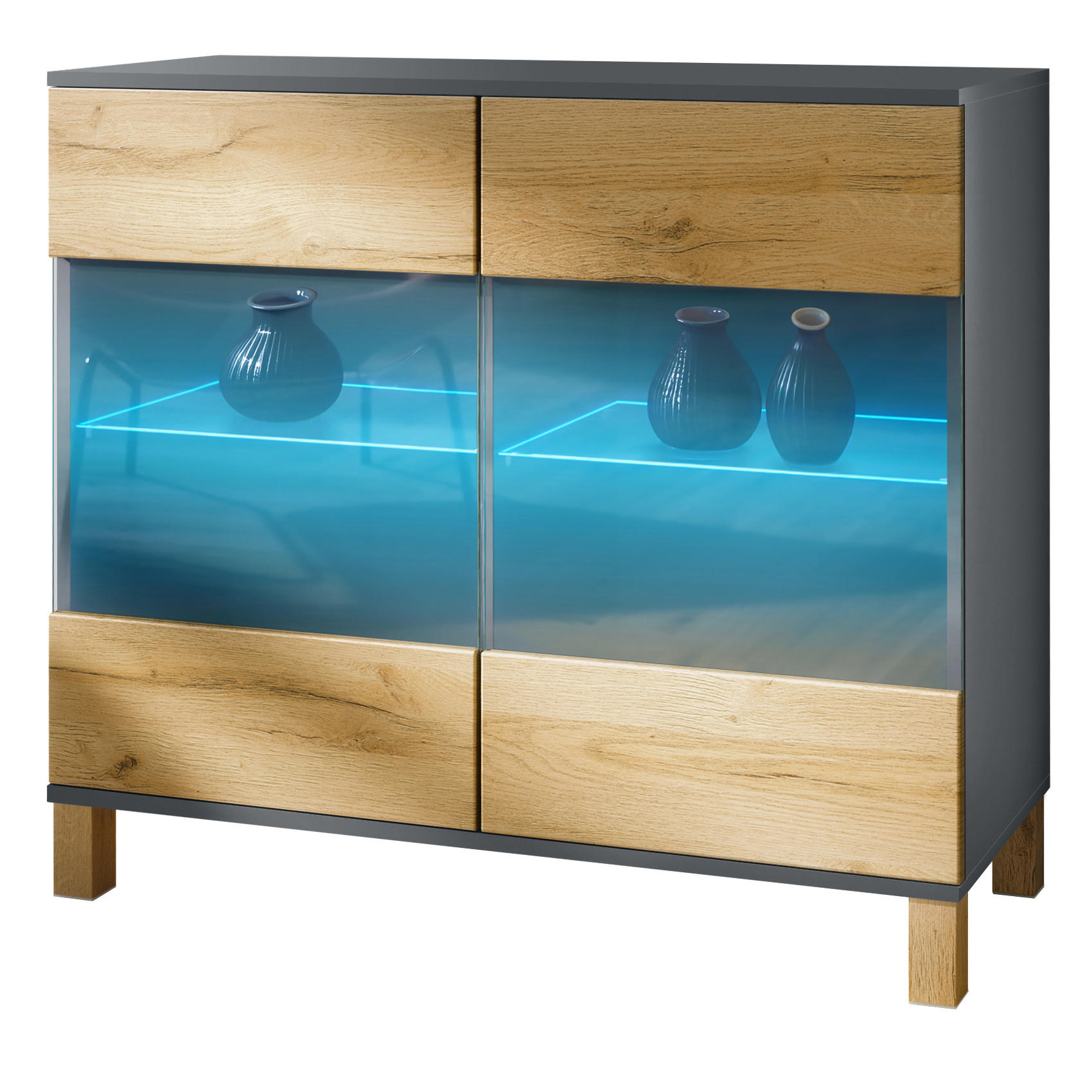 KOMMODE Bari Eiche Natur - Eichefarben, Holzwerkstoff (92.5/84.5/35cm) - Vladon