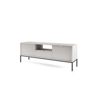 TV-SCHRANK NOVA Geriffelt Regal, 2 Türen, Schublade, Schwarze Beine, 154x39x56cm, Grau - Graphitfarben/Schwarz, Holzwerkstoff/Kunststoff (154/56/39cm) - DomoHome