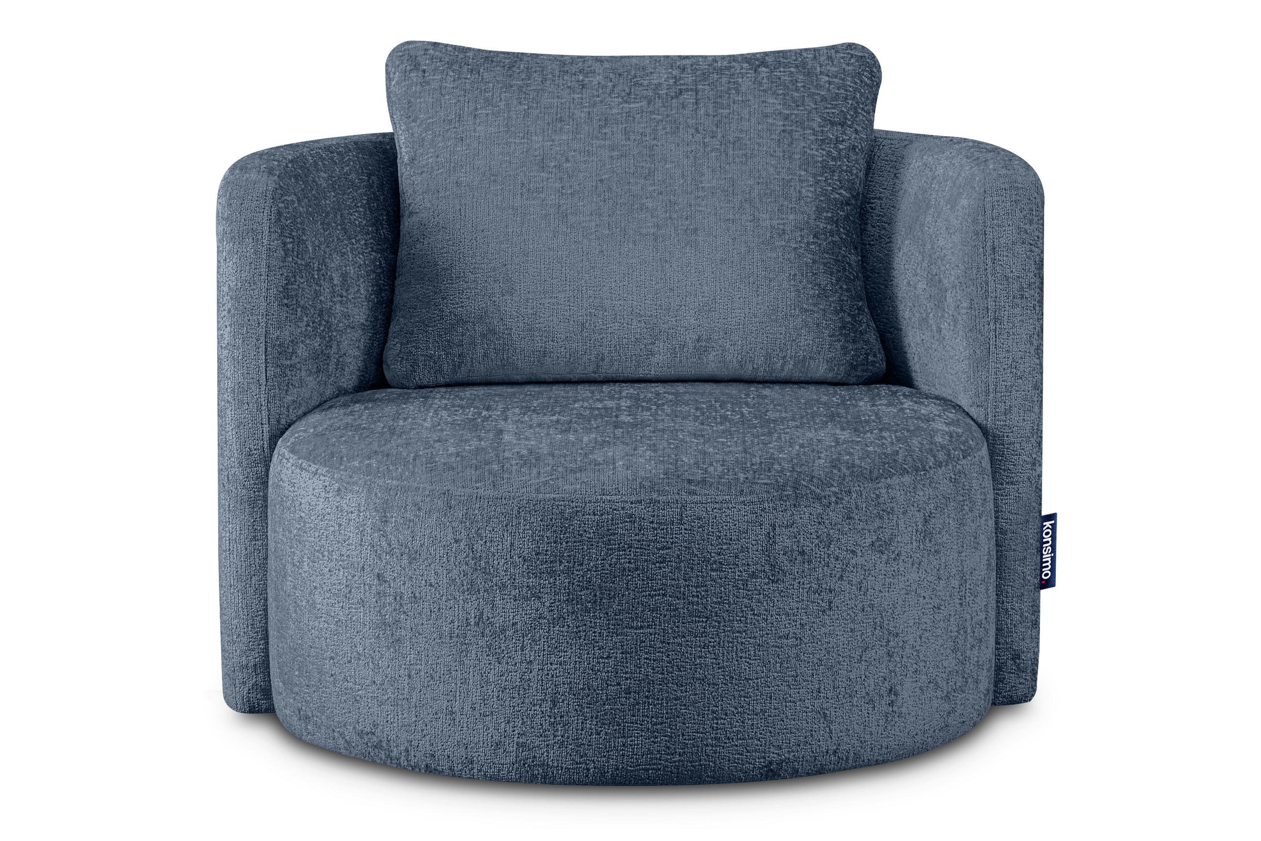 DREHSESSEL-SET RAGGI inkl. Sitzhocker, Chenille-Stoff, dunkelblau - Dunkelblau, Textil (92/75/80cm) - KONSIMO®