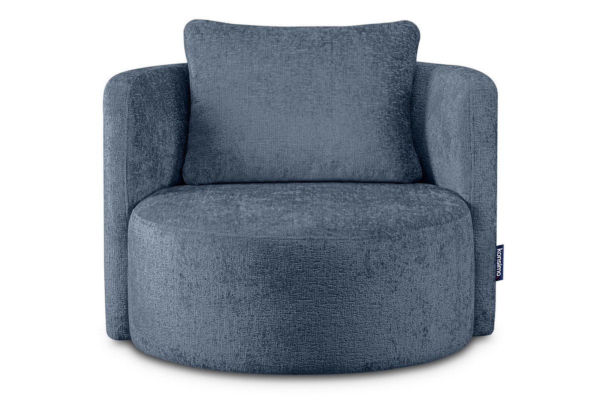 DREHSESSEL RAGGI 360° Drehfunktion mit inklusive dekorativem Kissen, Dunkelblau - Dunkelblau, Textil (92/75/94cm) - KONSIMO®
