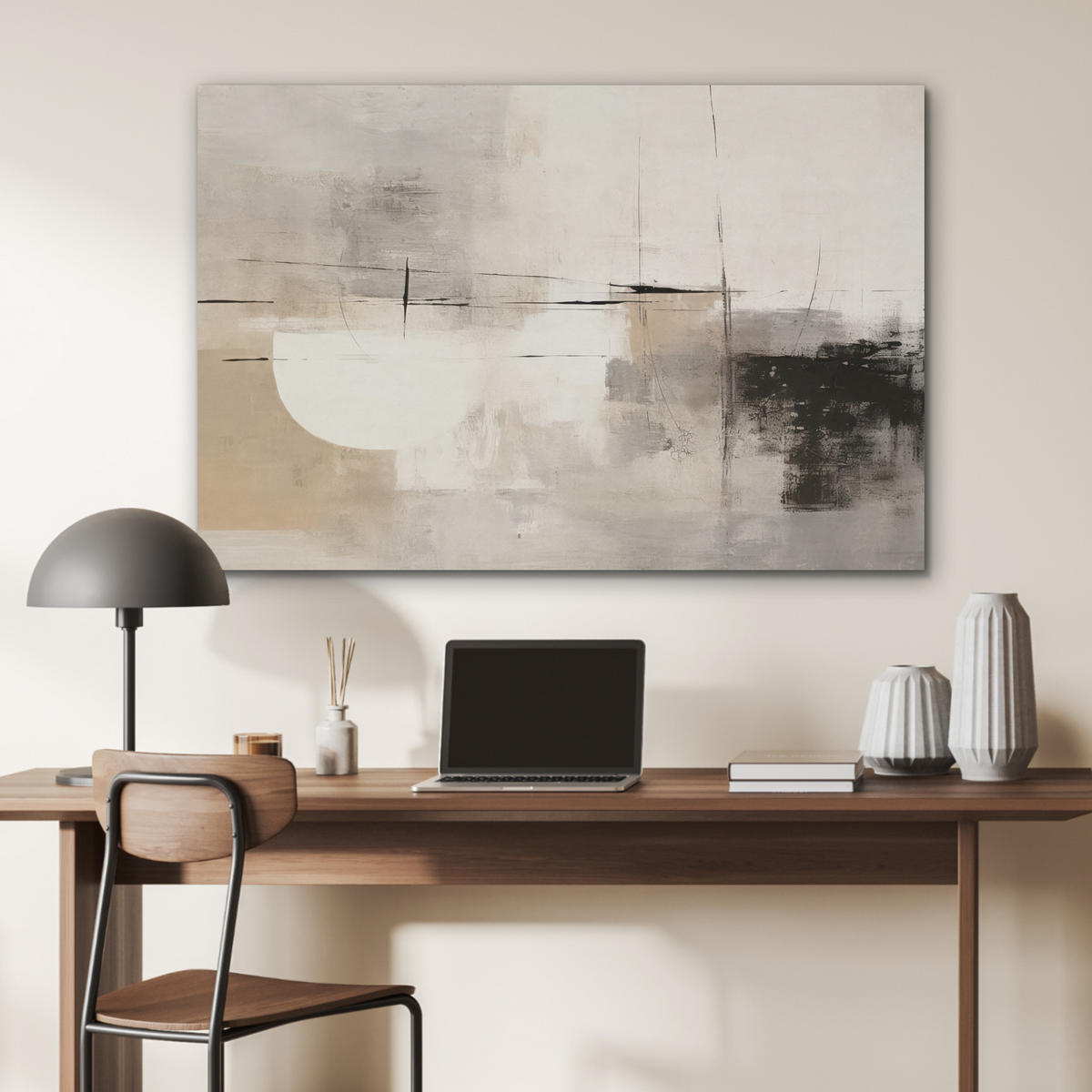 AKUSTIKPANEEL Abstrakt - Kunst - Grau 100x70 cm - Hellgrau, Textil (100/0.9/70cm) - MuchoWow