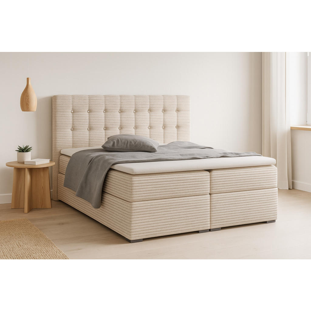 Thumbnail - Deine Möbel 24 Boxbett, Beige, Holz, Holzwerkstoff, Textil, H3, 180x200 cm, Schlafzimmer, Betten, Boxspringbetten