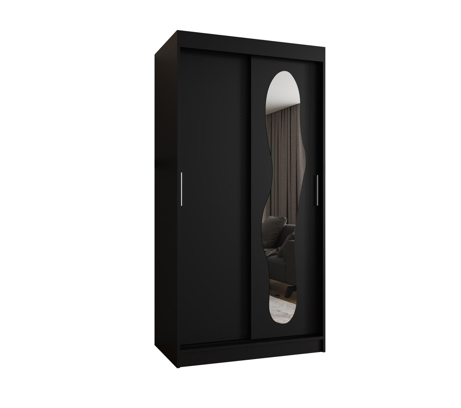 SCHWEBETÜRENSCHRANK 200/100/62 2-türig - Silberfarben/Schwarz, Holz (100/200/62cm) - MÖBEL KRYSPOL