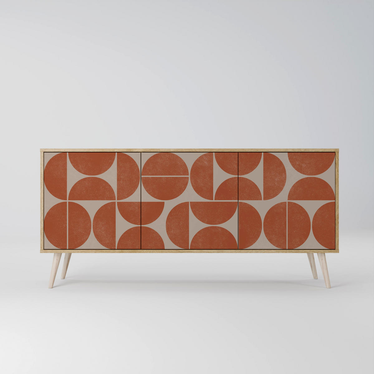 SIDEBOARD REPETITION COMPULSION, Eicheneffekt, 164,5x42x77,5 cm, 3 Türen - Eichefarben/Buchefarben, Holzwerkstoff/Buchenholz (164.5/77.5/42cm) - SpaceRebels