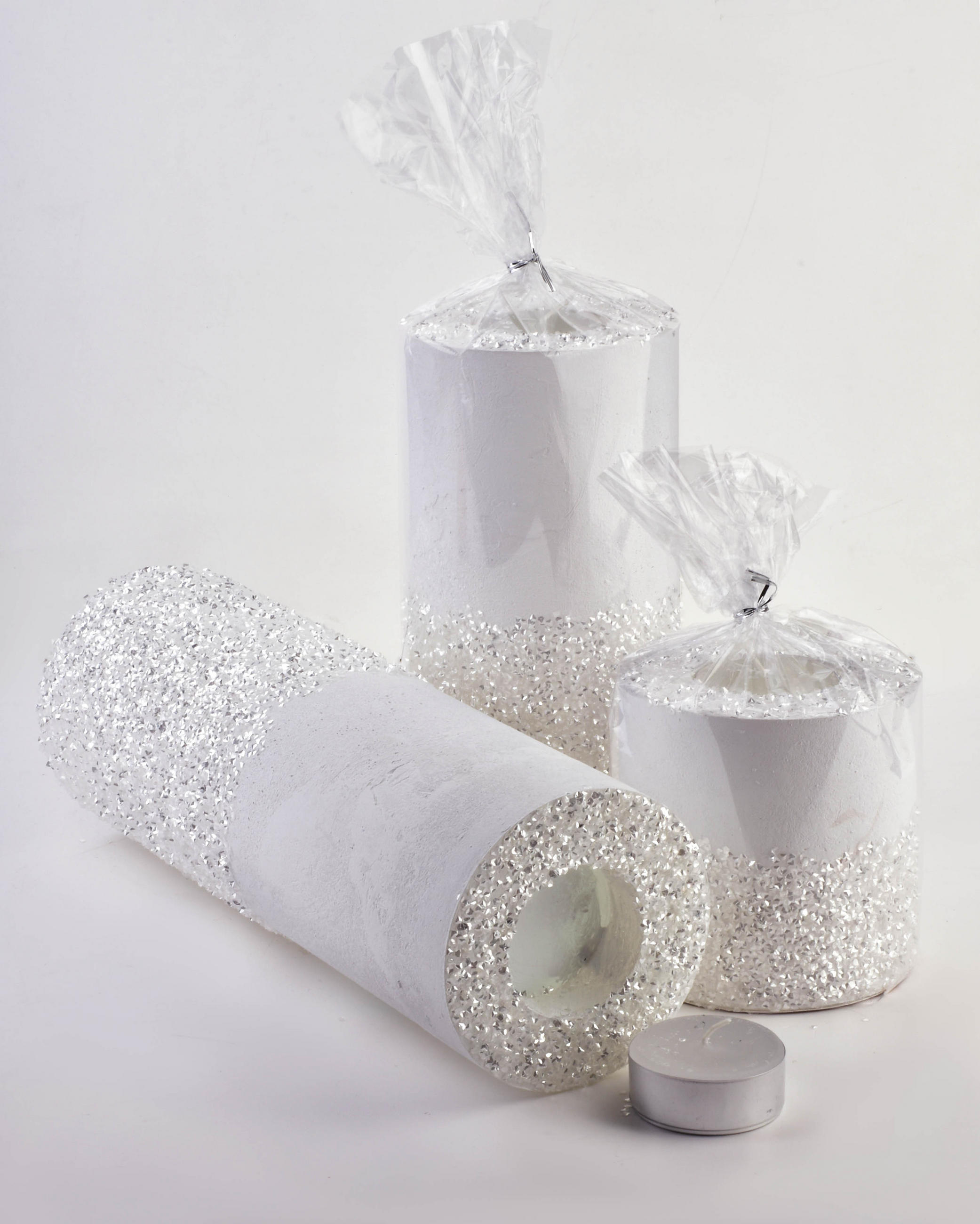 TEELICHTHALTER Diamond Weiß 12/12/36 cm Naturmaterial - Weiß, Naturmaterialien (36cm) - Mondex