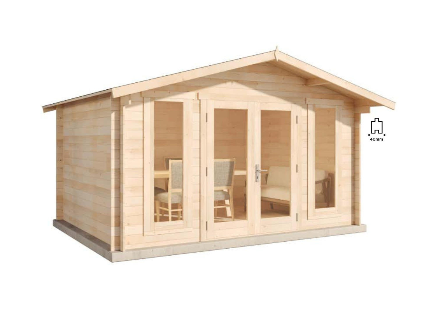 Alpholz Gartenhaus Natur 440x245x350 cm