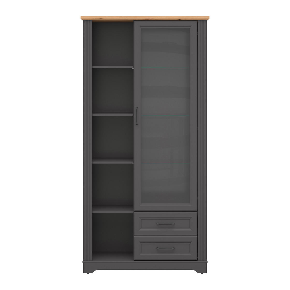 VITRÍNA Charlie Grey - šedá, kompozitní dřevo (100/200/42cm) - Petits-meubles