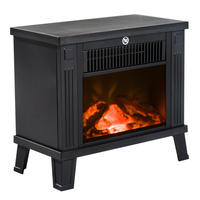 ELEKTROKAMIN mit Flammeneffekt, 600/1200W, Metall, Schwarz, 34 x 17 x31 cm - Schwarz, Metall (14/31/34cm) - HOMCOM