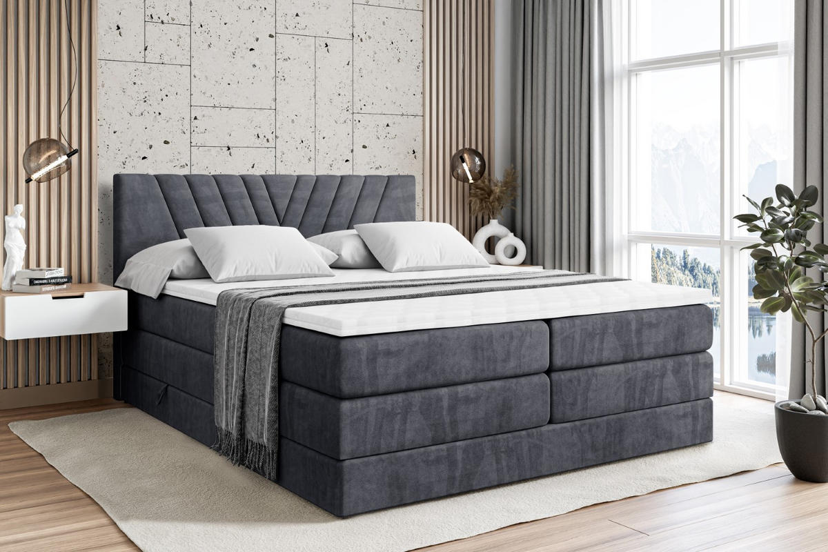 BOXSPRINGBETT ERNINA KING - 200x200 - H3/H4 - Dunkelgrau - Dunkelgrau, Holzwerkstoff (200/200cm) - ALTDECOR