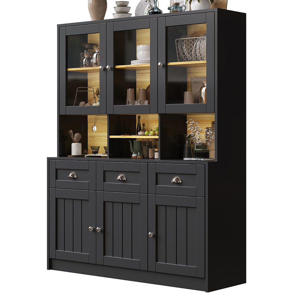 KÜCHE Regal Weiß/Schwarz 140/40/175 cm - Schwarz, Holzwerkstoff (140/175/40cm) - Zephmum