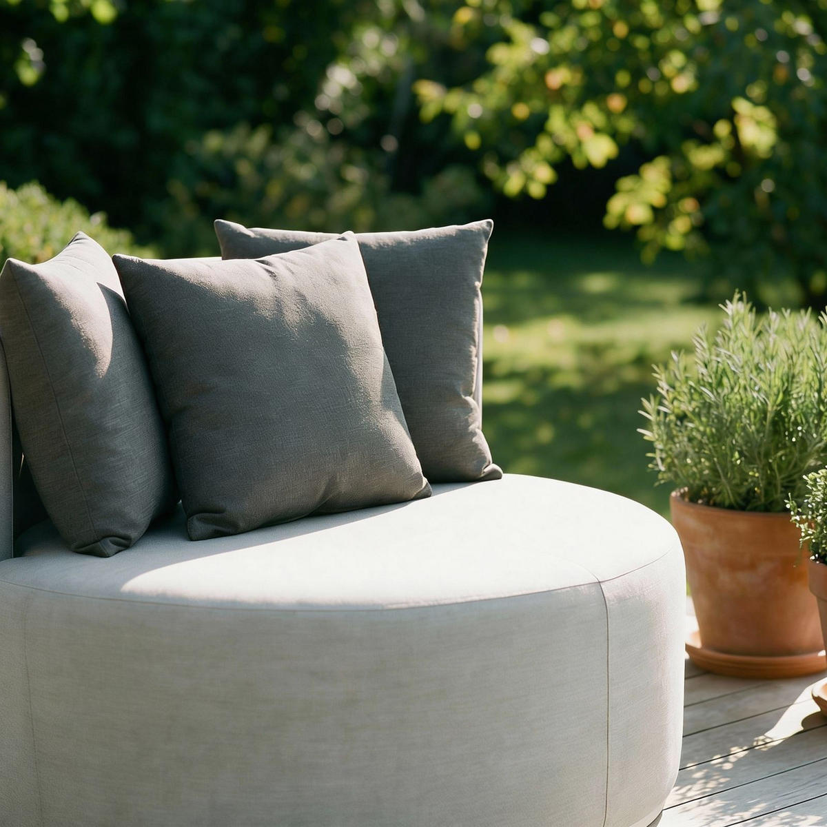 GARTENSOFA AMALFI 2er Set beige, weiß, hellgrau - Beige, Kunststoff (110/75/112cm) - IDIMEX