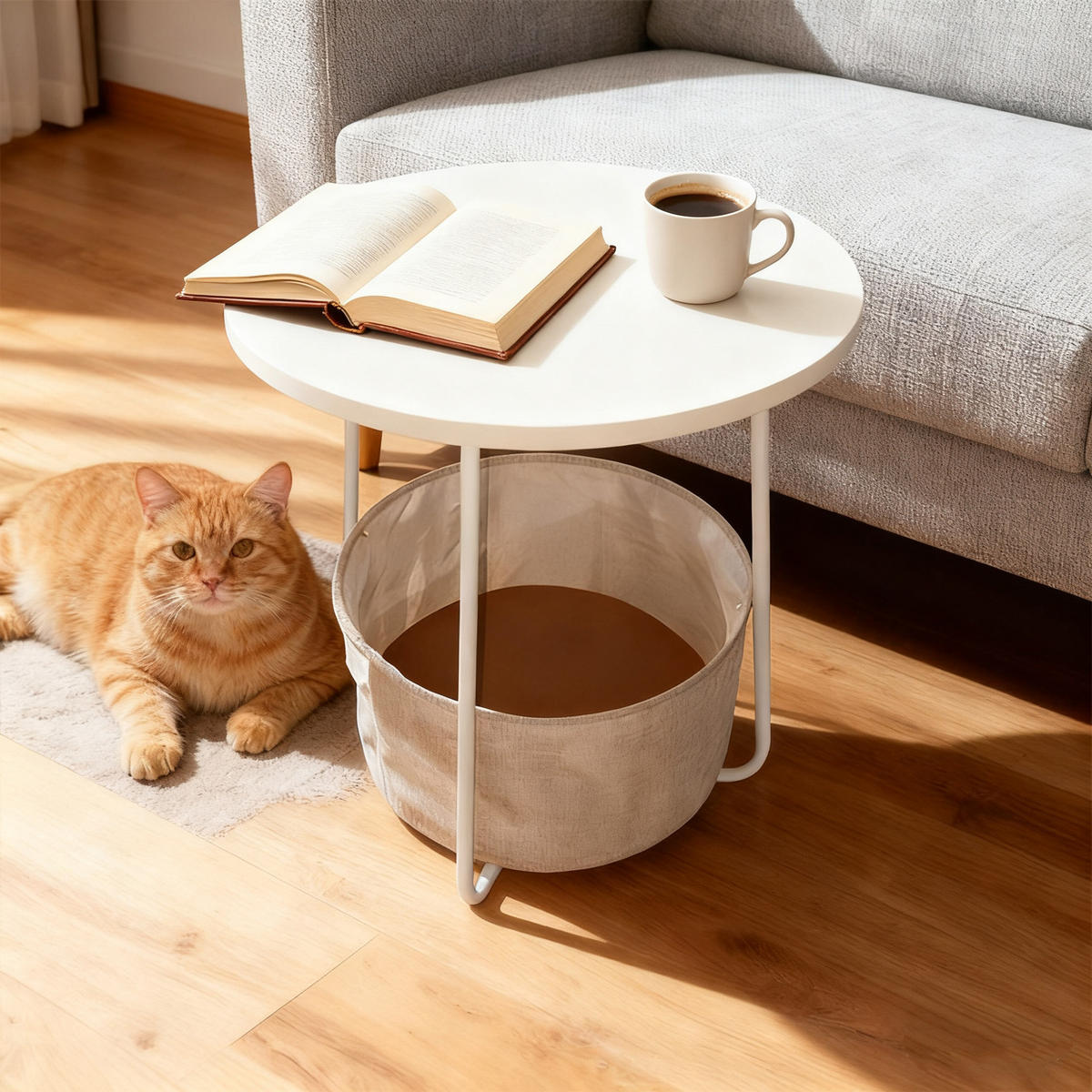 BEISTELLTISCH - Multicolor, Holzwerkstoff/Textil (45/45/50cm) - Relaxdays