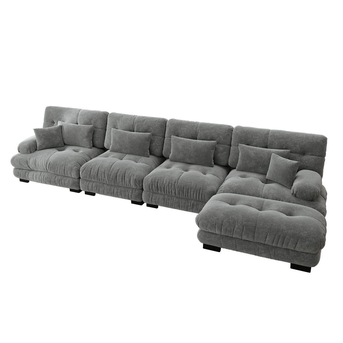 ECKSOFA 406/145/81 cm Grau mit beweglichem Ottoman - Grau, Textil (406/145cm) - Oxeza