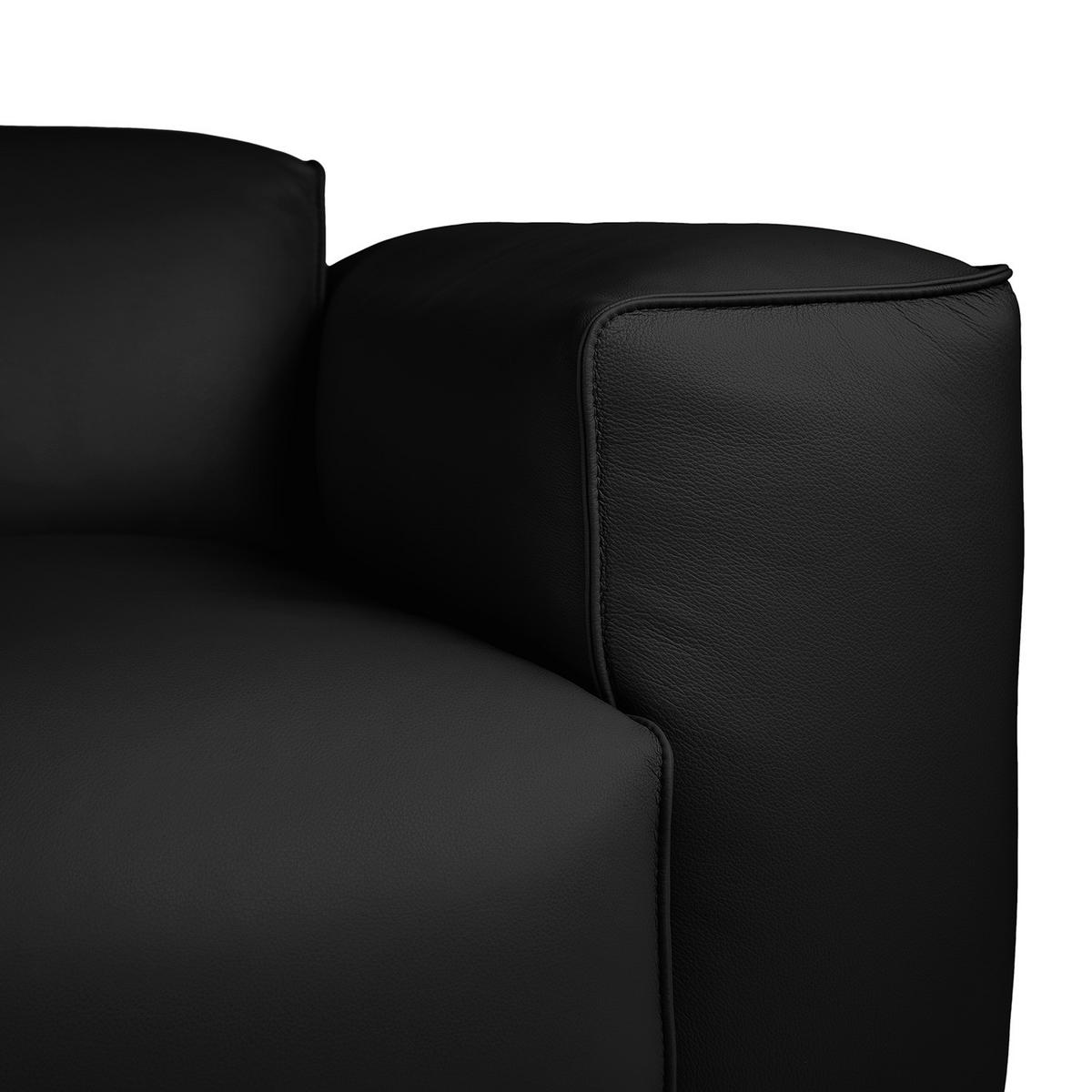 ECKSOFA mit Rundecke - Schwarz, Leder/Kunststoff (325/260cm) - home24