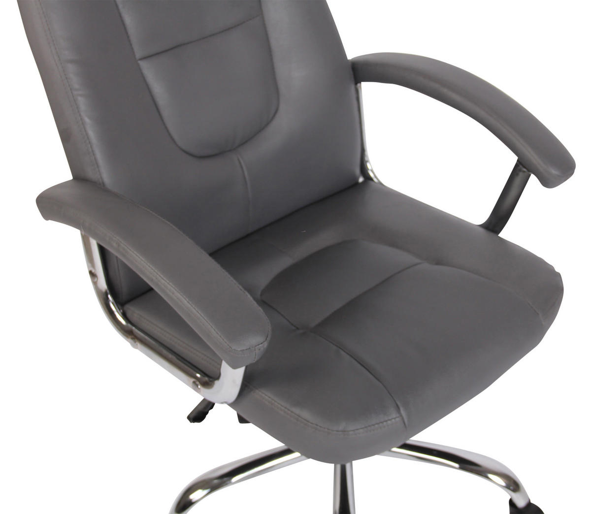 DREHSTUHL Lederlook Grau - Chromfarben/Grau, Textil/Metall (66/106/70cm) - CLP